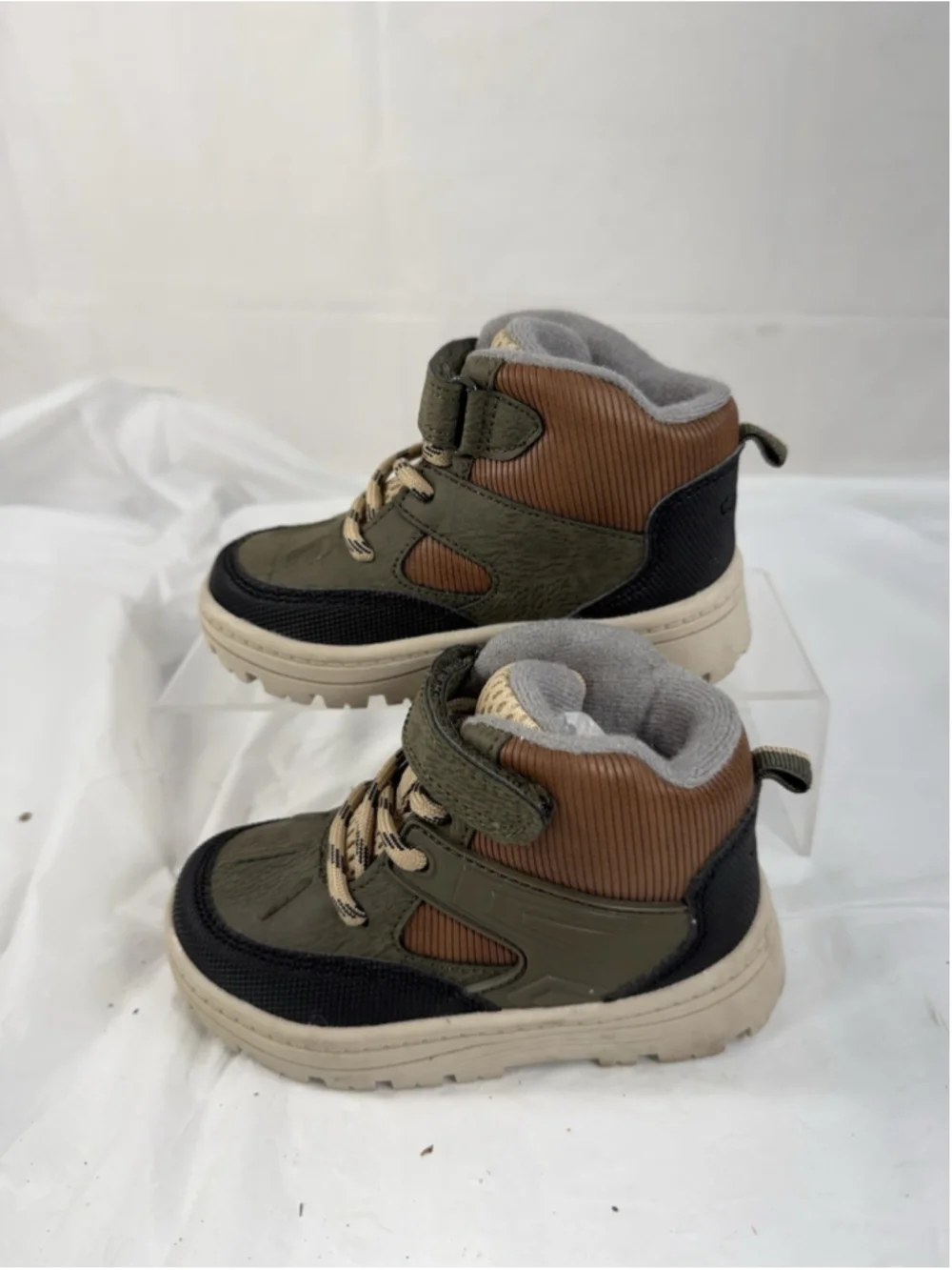 CARTER'S ILKER HIKING ANKLE BOOTS SZ 7M BROWN OLIVE LITTLE BOYS